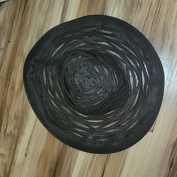 Nine West Black Straw & Mesh Wide Brimmed Hat - Picture 7 of 7